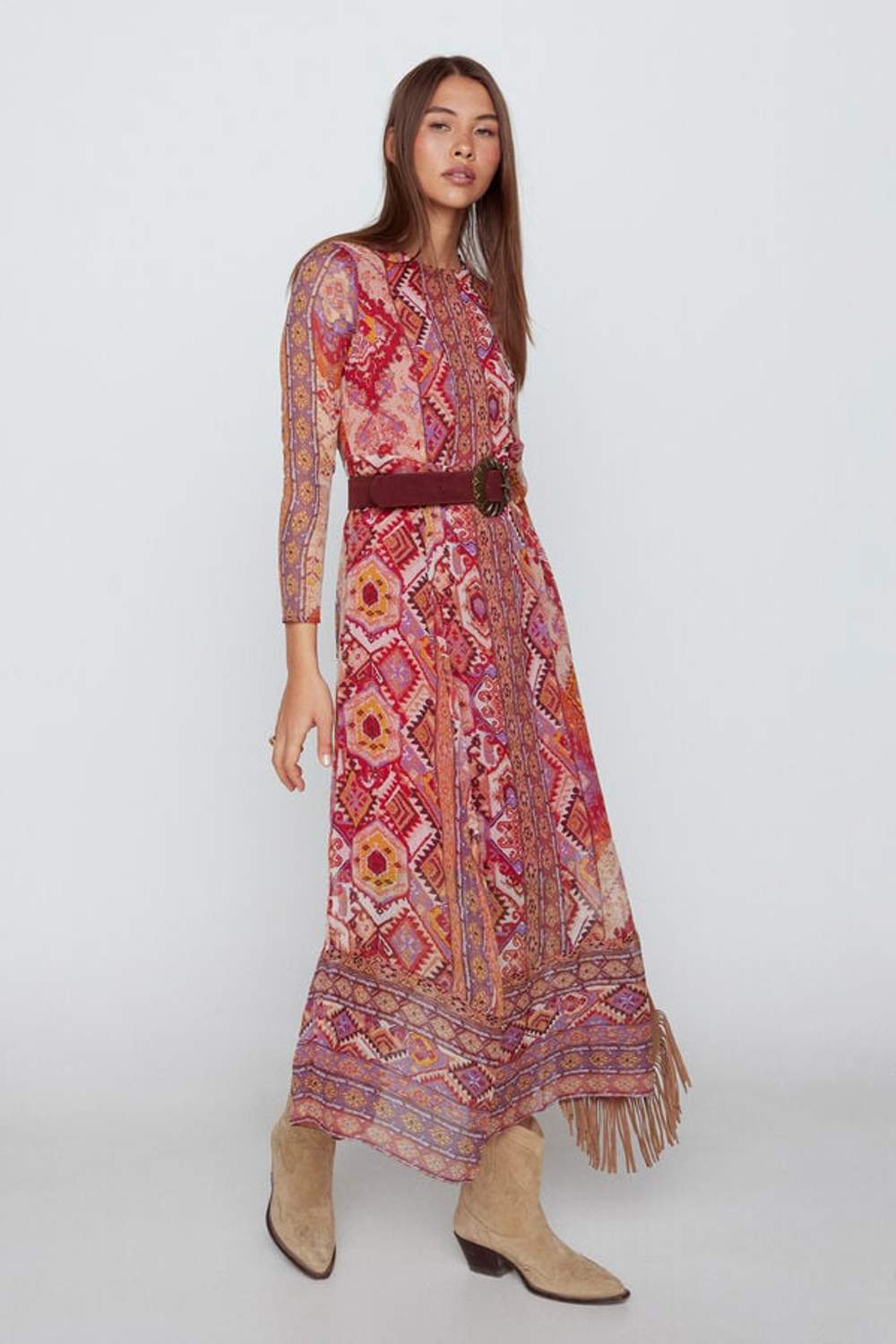 Vestido estampado midi boho Cortefiel 